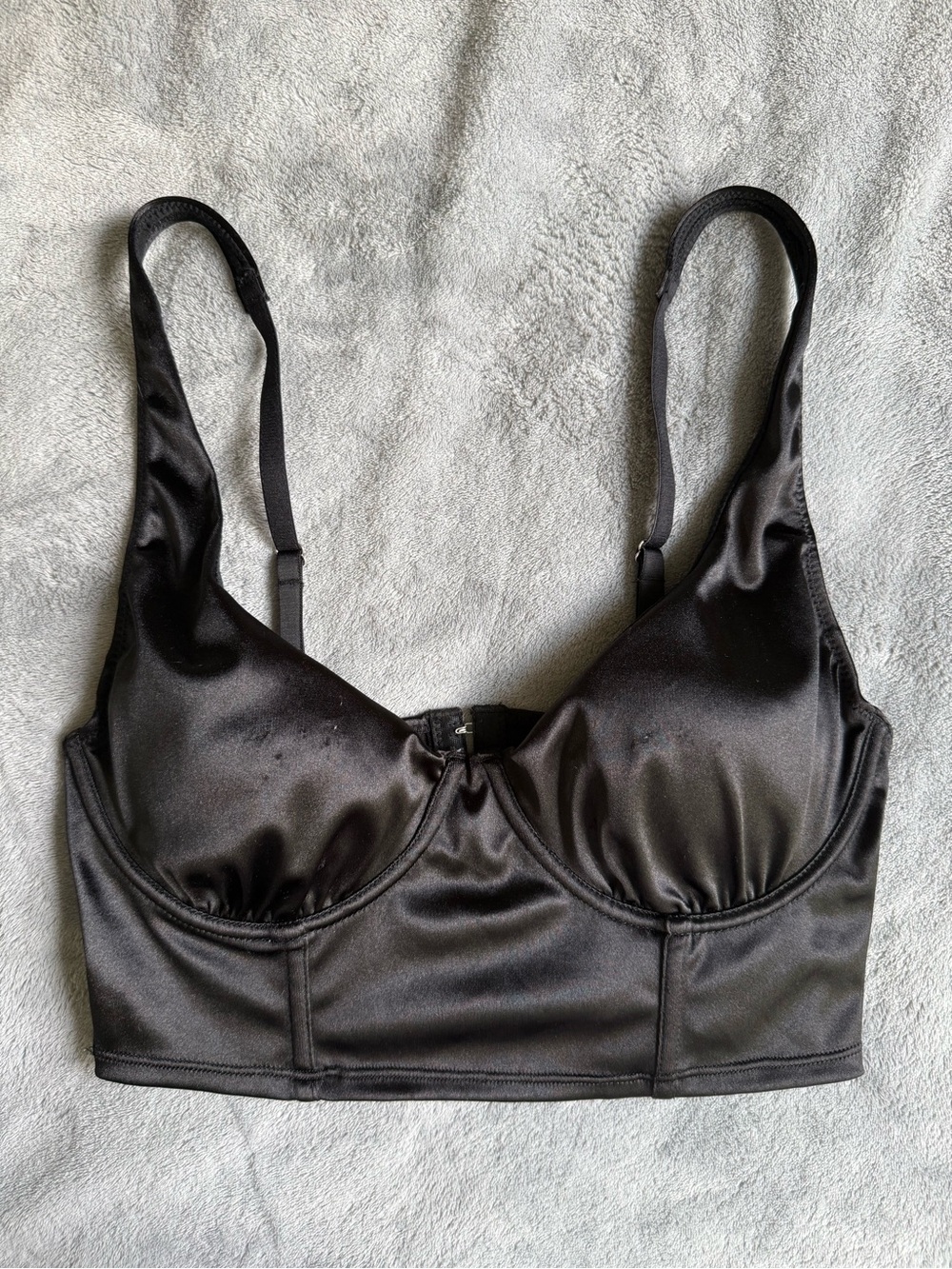 Forever 21 Black Satin Longline Bralette Top